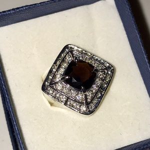 Vintage Root-beer & rhinestones cocktail ring, 7